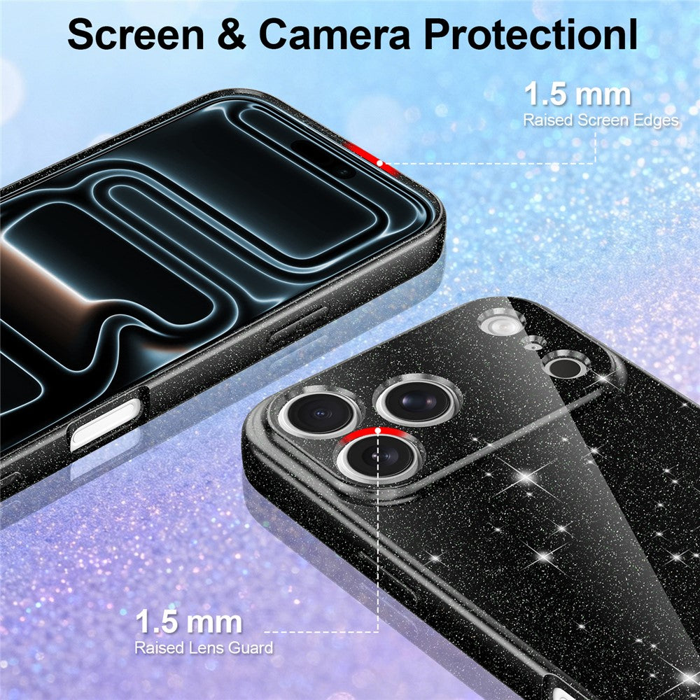For iPhone 18 Pro Max  /  17 Pro Max Magnetic Case Glitter TPU Shockproof Phone Cover with Lanyard