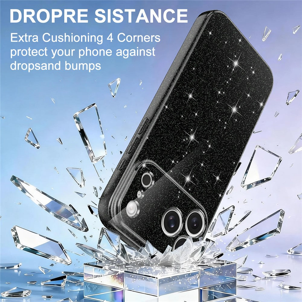 For iPhone 18 Pro Max  /  17 Pro Max Magnetic Case Glitter TPU Shockproof Phone Cover with Lanyard