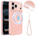 For iPhone 18 Pro Max  /  17 Pro Max Magnetic Case Glitter TPU Shockproof Phone Cover with Lanyard