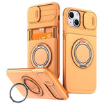 For iPhone 15 Case Slide Camera Cover Kickstand TPU + PC Protective Phone Shell with Card Holder
