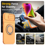 For iPhone 15 Case Slide Camera Cover Kickstand TPU + PC Protective Phone Shell with Card Holder