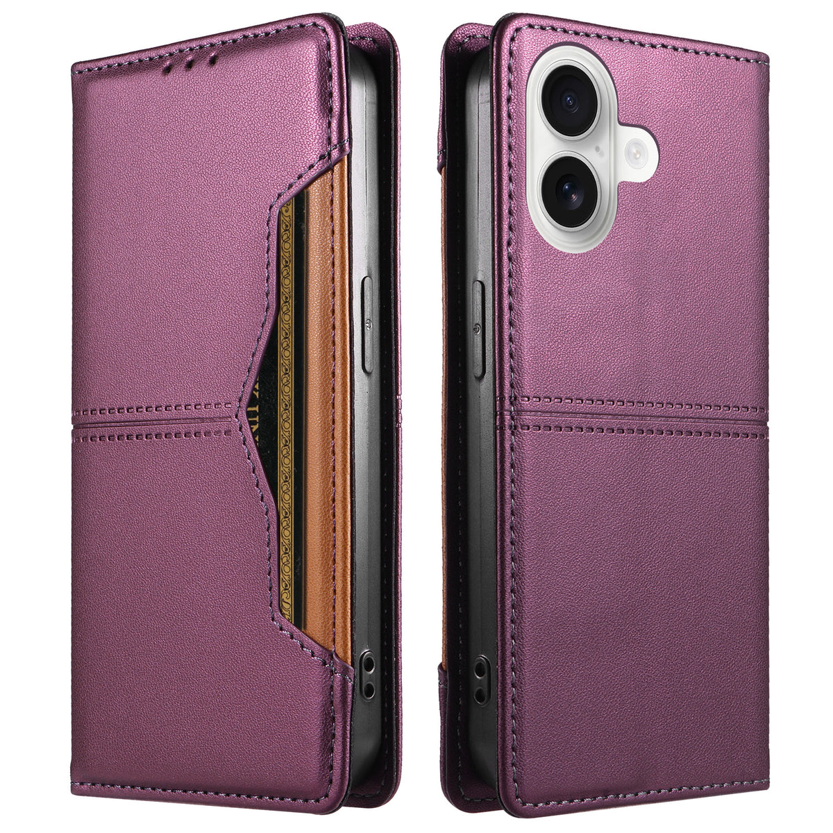 For iPhone 18 / iPhone 17 Wallet Case External Card Slot Magnetic Closing Leather Phone Cover