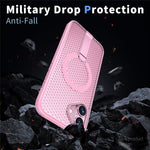 For iPhone 16 Magnetic Case Kickstand Grid Texture TPU PC Phone Back Cover