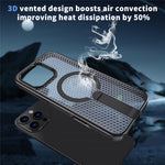 Til iPhone 16 Pro Max Magnetisk Cover Støtteben Gitter Tekstur TPU PC Telefon Bagcover