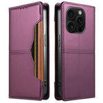 For iPhone 16 Pro Max Wallet Case External Card Slot Magnetic Closing Leather Phone Cover