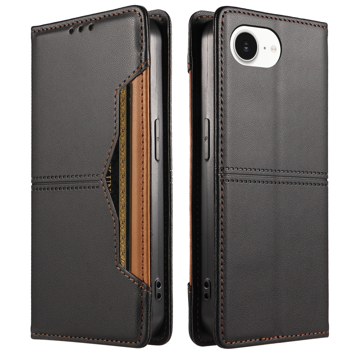 For iPhone 17th / iPhone 16th Wallet Case External Card Slot Magnetic Closure Leather Phone Cover
