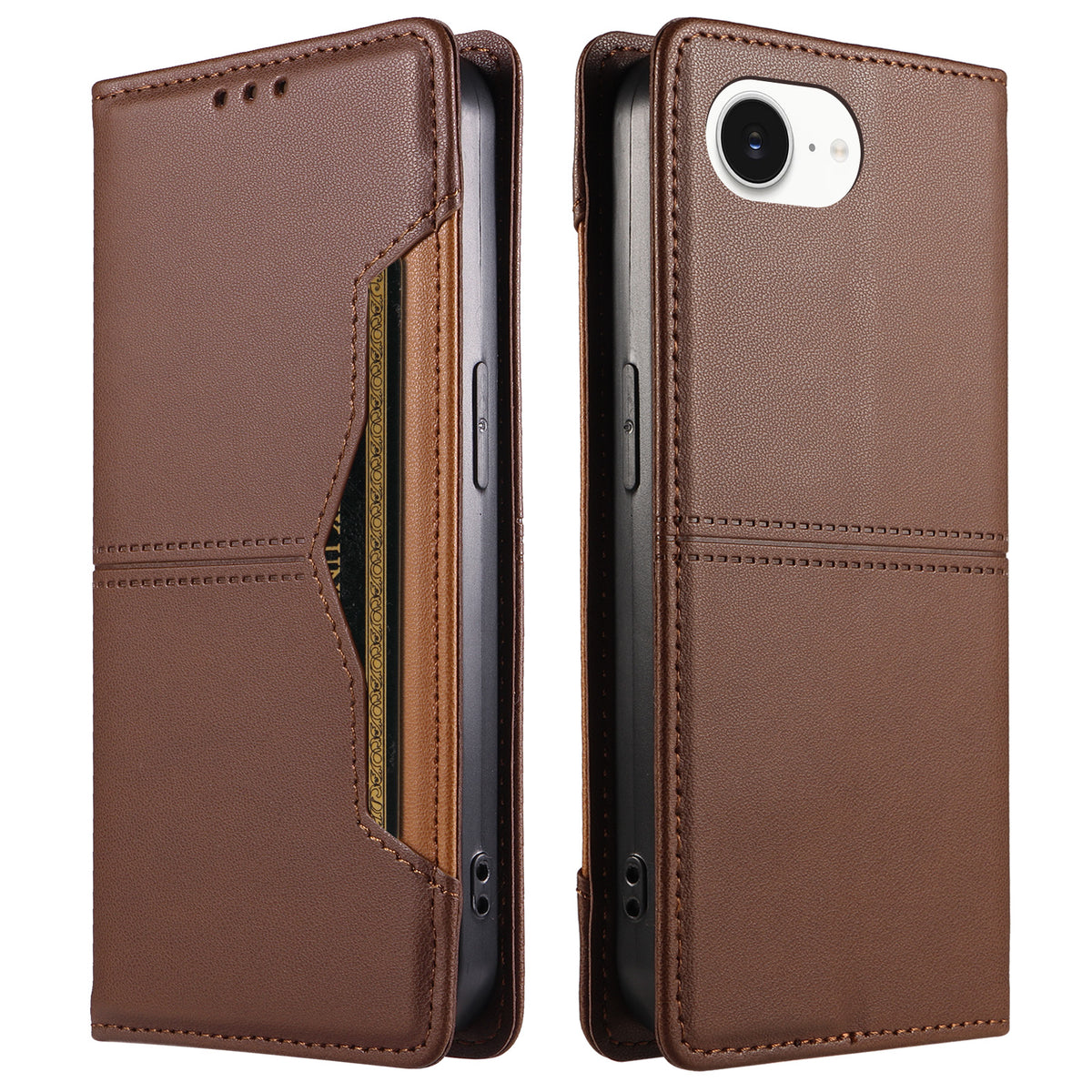 For iPhone 17th / iPhone 16th Wallet Case External Card Slot Magnetic Closure Leather Phone Cover