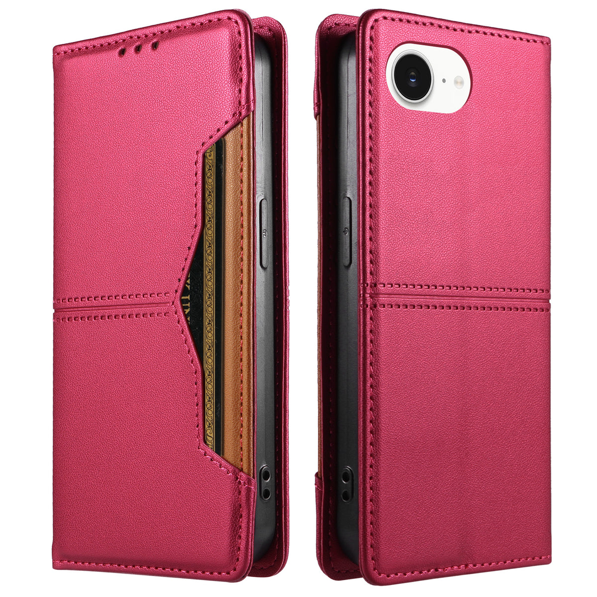 For iPhone 17th / iPhone 16th Wallet Case External Card Slot Magnetic Closure Leather Phone Cover