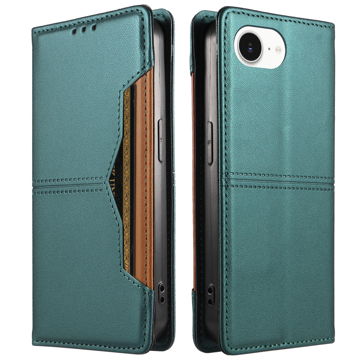 For iPhone 17th / iPhone 16th Wallet Case External Card Slot Magnetic Closure Leather Phone Cover
