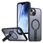 Til iPhone 14 / 13 Magnetisk Cover Støtteben Gitter Tekstur TPU PC Telefonbagside