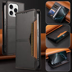For iPhone 16 Pro Wallet Case External Card Slot Magnetic Closing Leather Phone Cover
