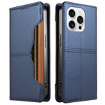 For iPhone 16 Pro Wallet Case External Card Slot Magnetic Closing Leather Phone Cover