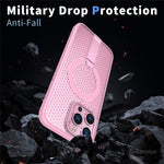 For iPhone 14 Pro Max Magnetic Case Kickstand Grid Texture TPU PC Phone Back Cover