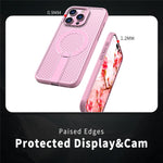 For iPhone 14 Pro Max Magnetic Case Kickstand Grid Texture TPU PC Phone Back Cover