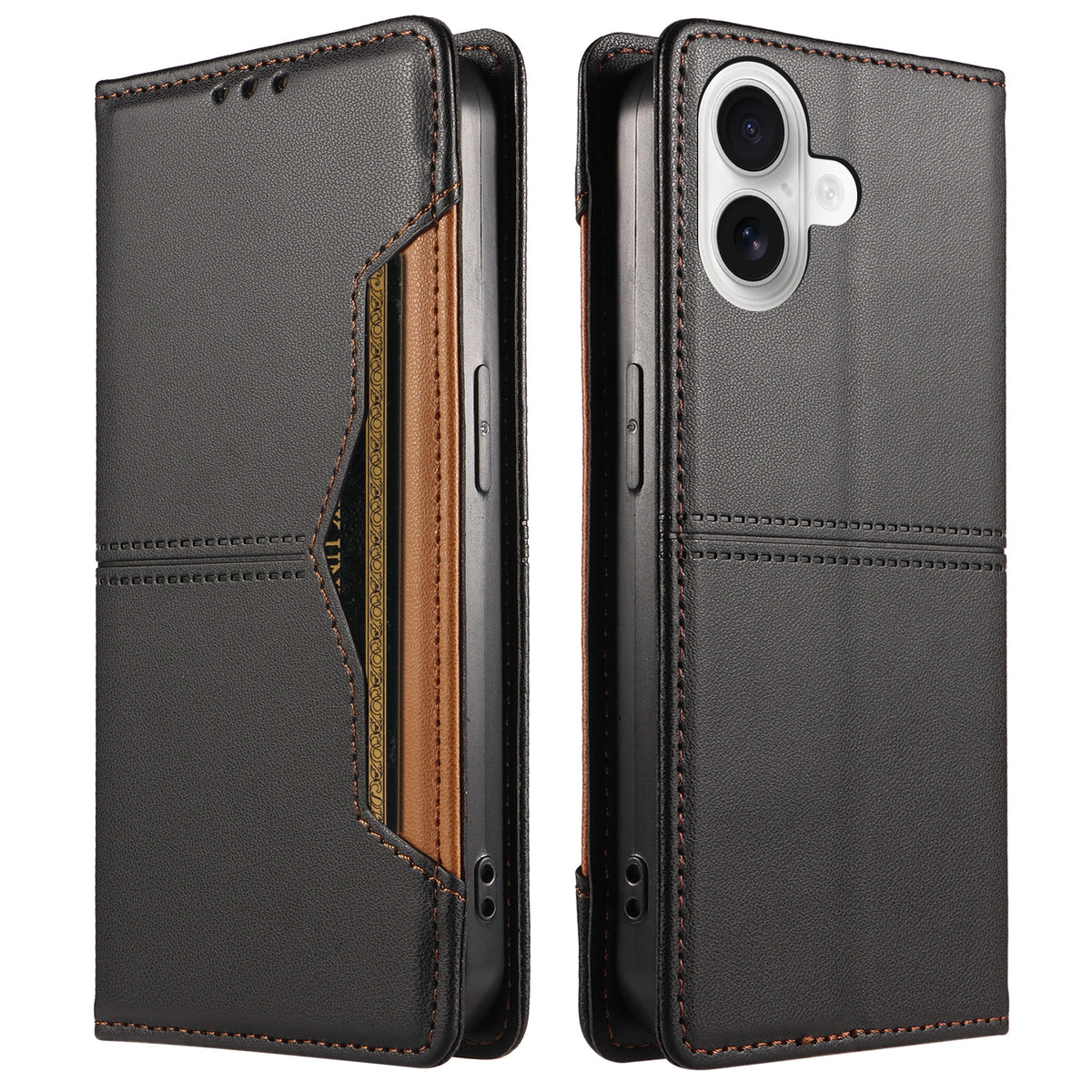 For iPhone 16 Plus Wallet Case External Card Slot Magnetic Closing Leather Phone Cover