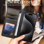 For iPhone 16 Plus Wallet Case External Card Slot Magnetic Closing Leather Phone Cover
