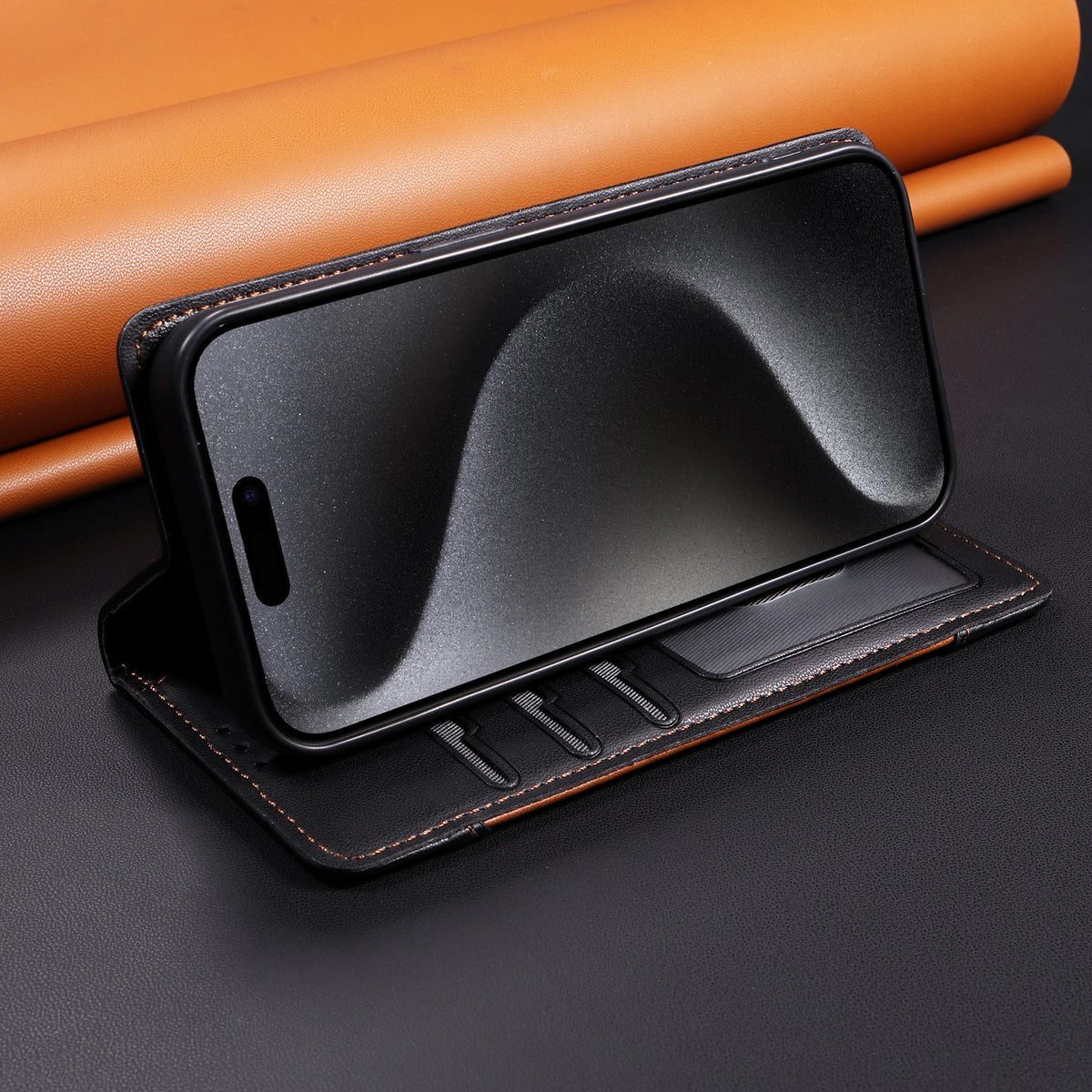 For iPhone 16 Plus Wallet Case External Card Slot Magnetic Closing Leather Phone Cover