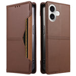 For iPhone 16 Plus Wallet Case External Card Slot Magnetic Closing Leather Phone Cover