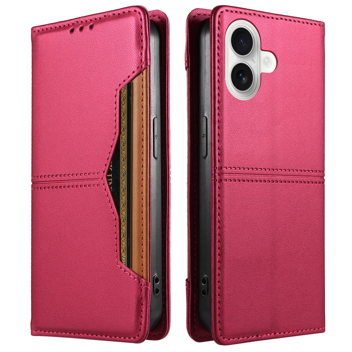 For iPhone 16 Plus Wallet Case External Card Slot Magnetic Closing Leather Phone Cover
