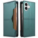 For iPhone 16 Plus Wallet Case External Card Slot Magnetic Closing Leather Phone Cover