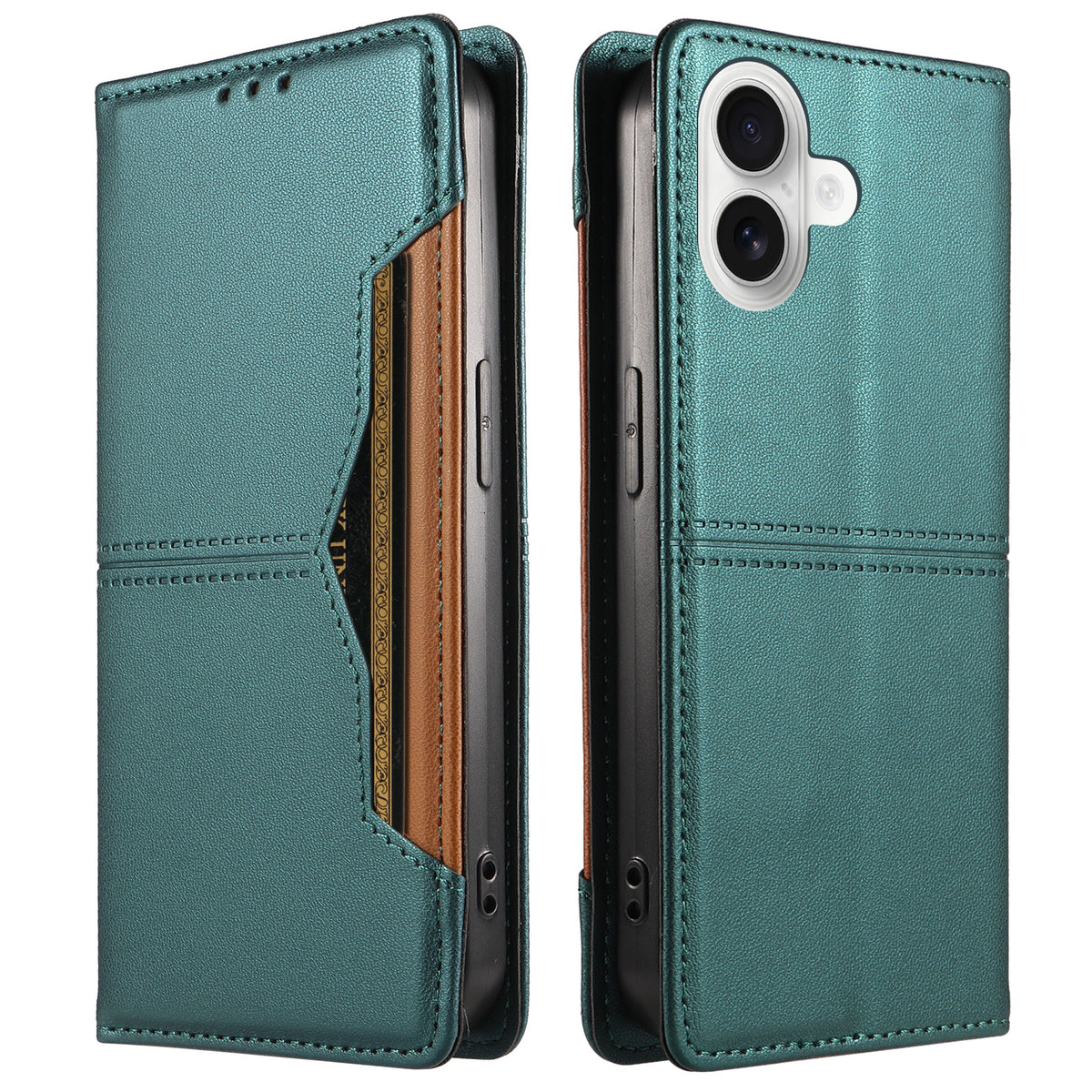 For iPhone 16 Plus Wallet Case External Card Slot Magnetic Closing Leather Phone Cover