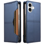 For iPhone 16 Plus Wallet Case External Card Slot Magnetic Closing Leather Phone Cover