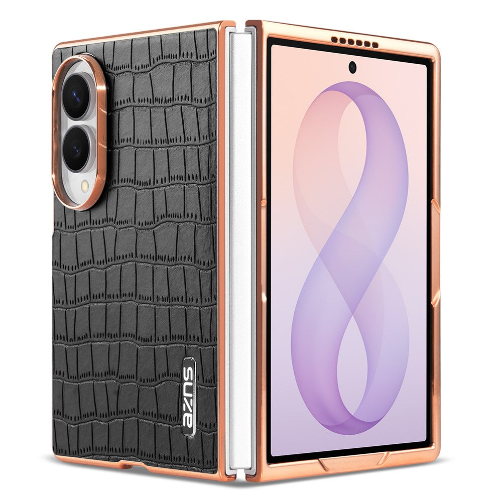 AZNS For Samsung Galaxy Z Fold8 Case Electroplating Crocodile Texture PU + TPU Phone Cover