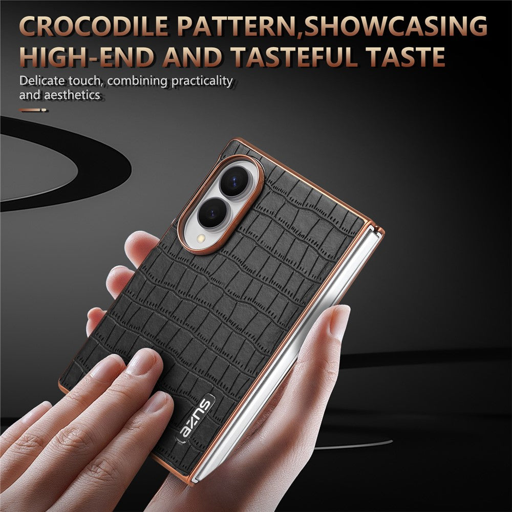 AZNS For Samsung Galaxy Z Fold8 Case Electroplating Crocodile Texture PU + TPU Phone Cover
