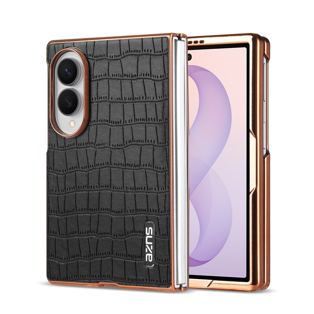 AZNS For Samsung Galaxy Z Fold8 Case Electroplating Crocodile Texture PU + TPU Phone Cover
