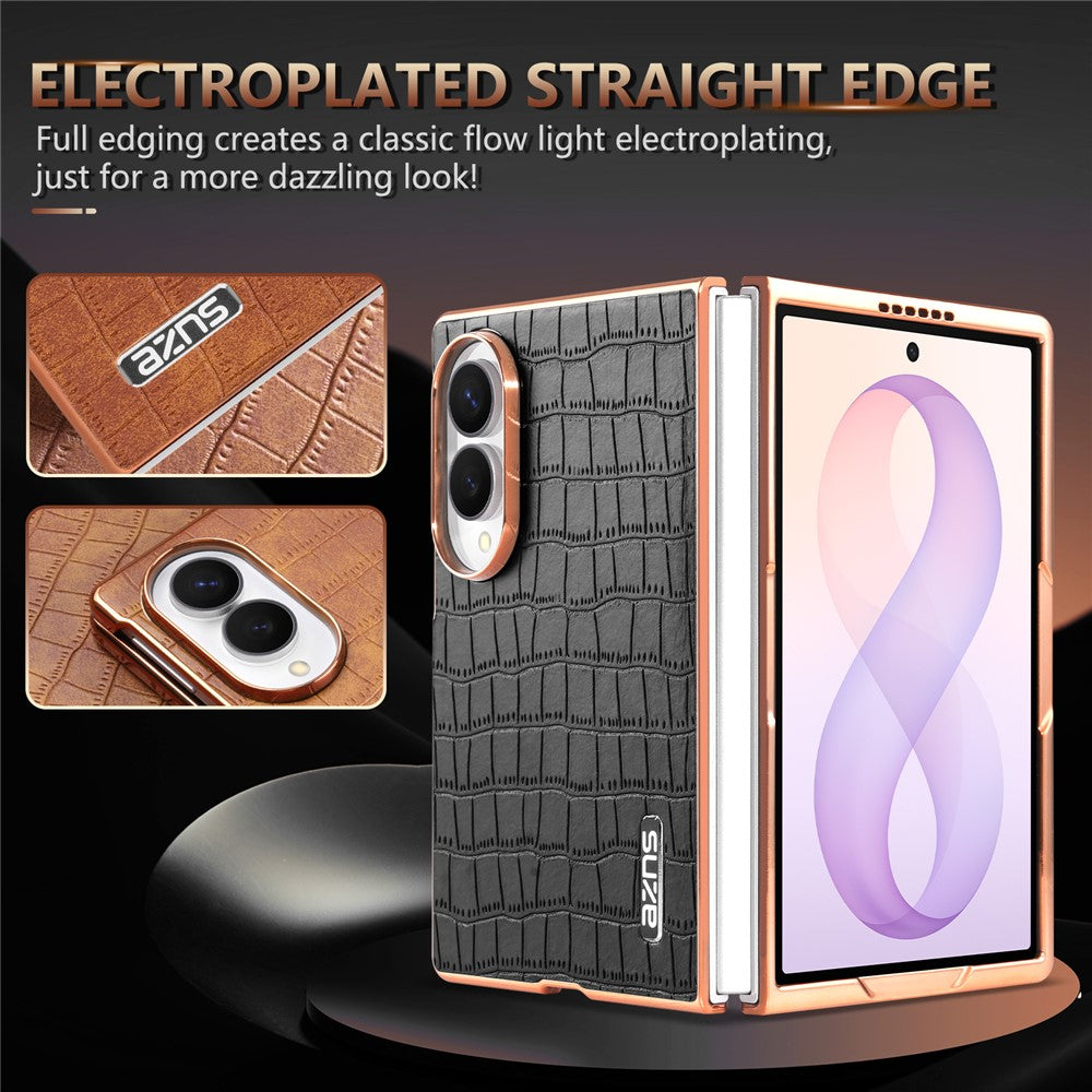 AZNS For Samsung Galaxy Z Fold8 Case Electroplating Crocodile Texture PU + TPU Phone Cover