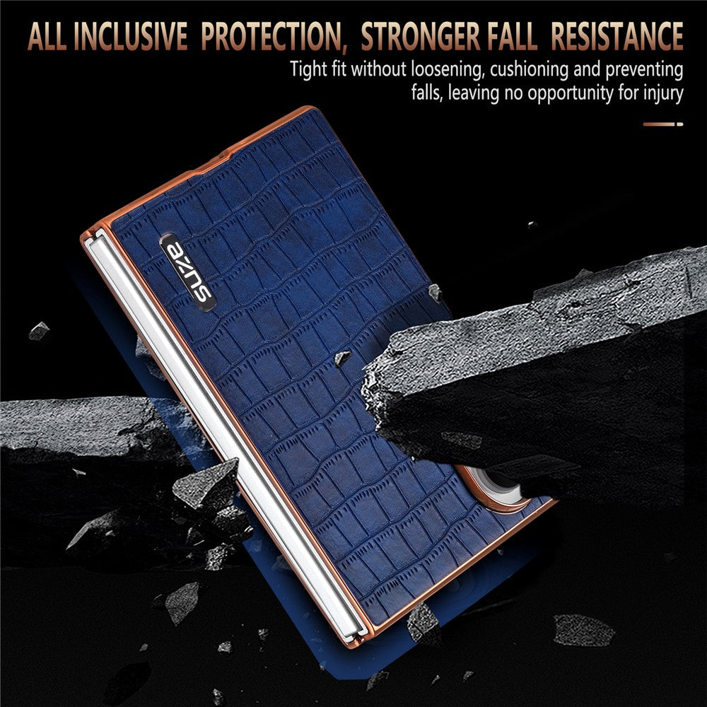 AZNS For Samsung Galaxy Z Fold8 Case Electroplating Crocodile Texture PU + TPU Phone Cover