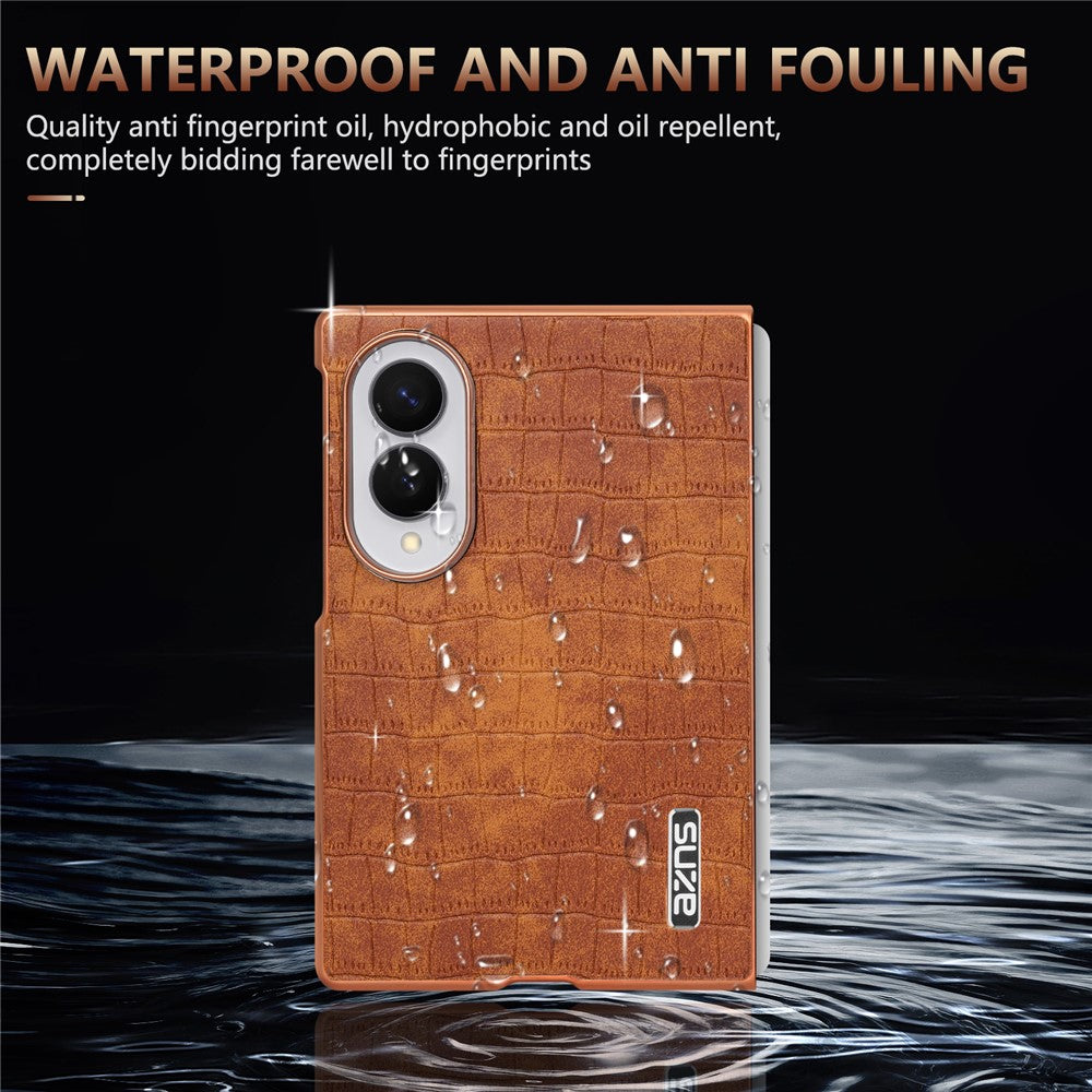 AZNS For Samsung Galaxy Z Fold8 Case Electroplating Crocodile Texture PU + TPU Phone Cover