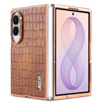 AZNS For Samsung Galaxy Z Fold8 Case Electroplating Crocodile Texture PU + TPU Phone Cover