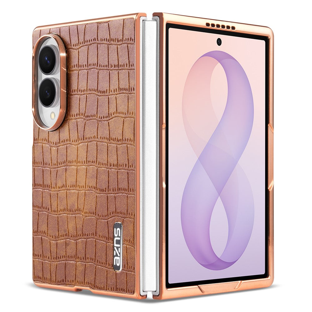 AZNS For Samsung Galaxy Z Fold8 Case Electroplating Crocodile Texture PU + TPU Phone Cover