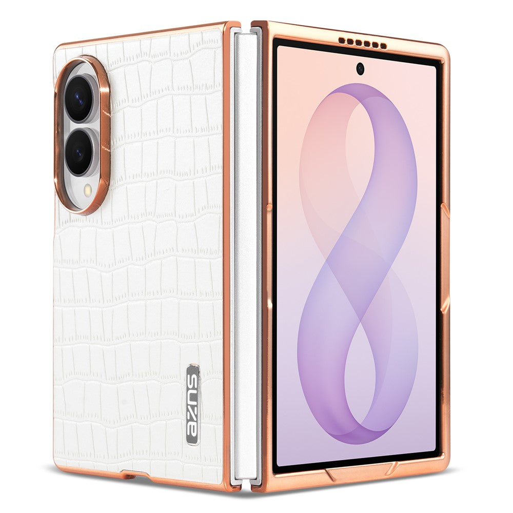 AZNS For Samsung Galaxy Z Fold8 Case Electroplating Crocodile Texture PU + TPU Phone Cover