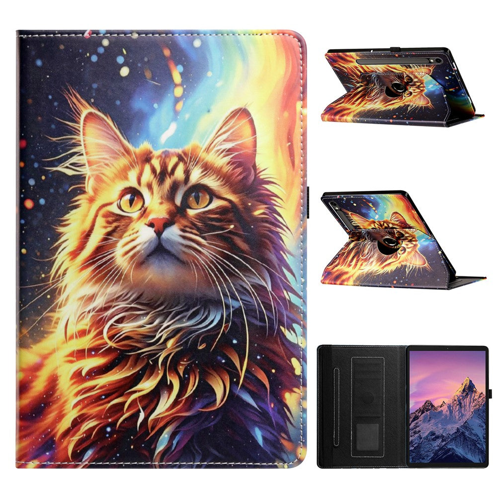 For Samsung Galaxy Tab S9 / Tab S9 FE / Tab S10 FE Case Rotation Stand Pattern PU Leather + TPU Tablet Cover