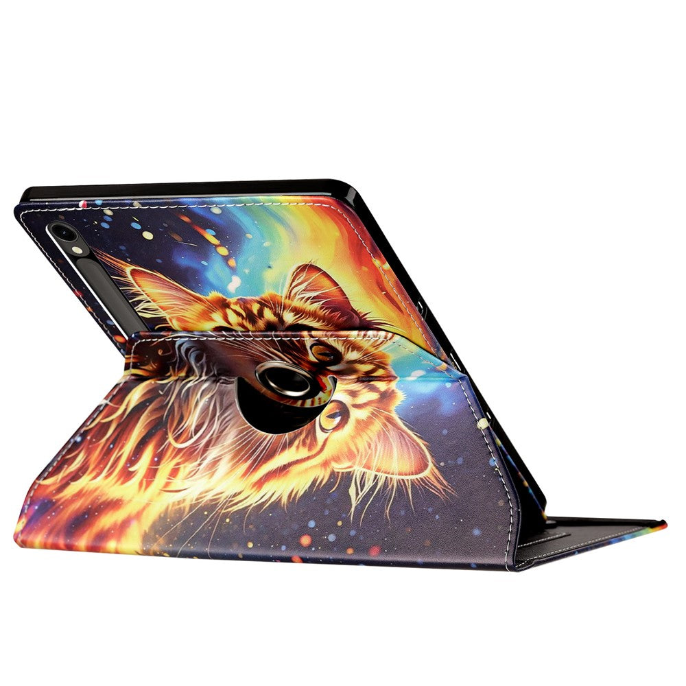 For Samsung Galaxy Tab S9 / Tab S9 FE / Tab S10 FE Case Rotation Stand Pattern PU Leather + TPU Tablet Cover