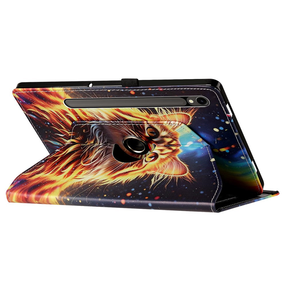 For Samsung Galaxy Tab S9 / Tab S9 FE / Tab S10 FE Case Rotation Stand Pattern PU Leather + TPU Tablet Cover