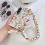 Til Samsung Galaxy Z Fold8 Magnetisk Cover Blomstermønster PC + PET Telefoncover med Silketørklædekæde
