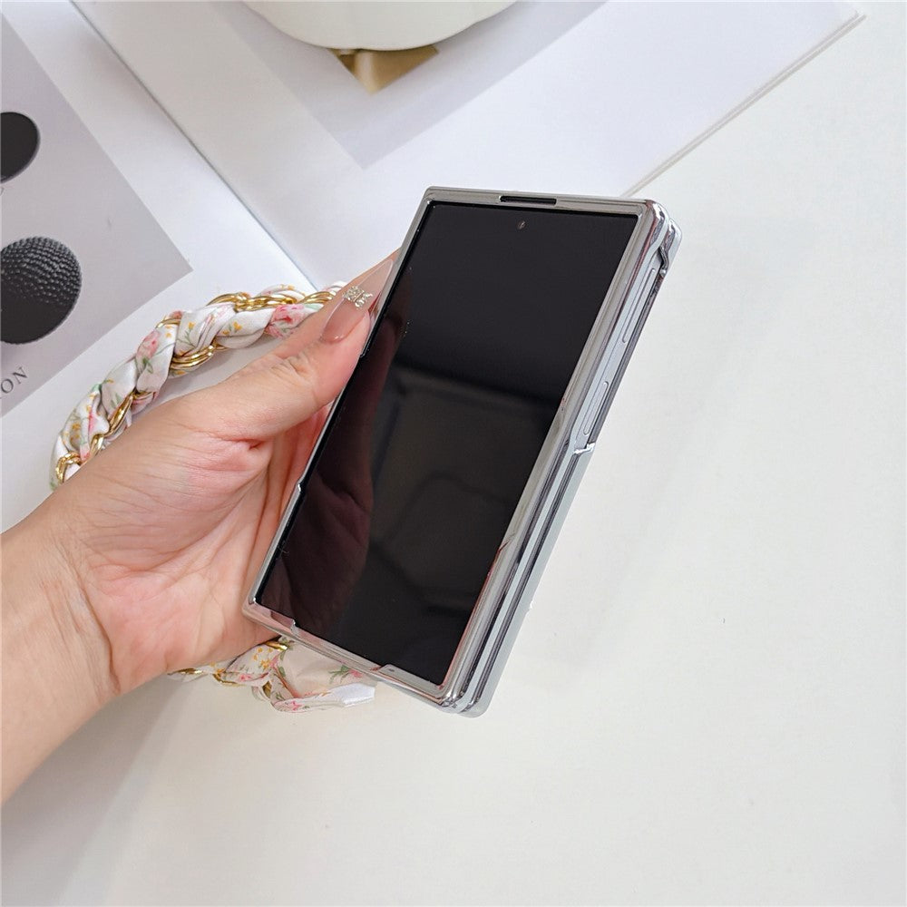Til Samsung Galaxy Z Fold8 Magnetisk Cover Blomstermønster PC + PET Telefoncover med Silketørklædekæde