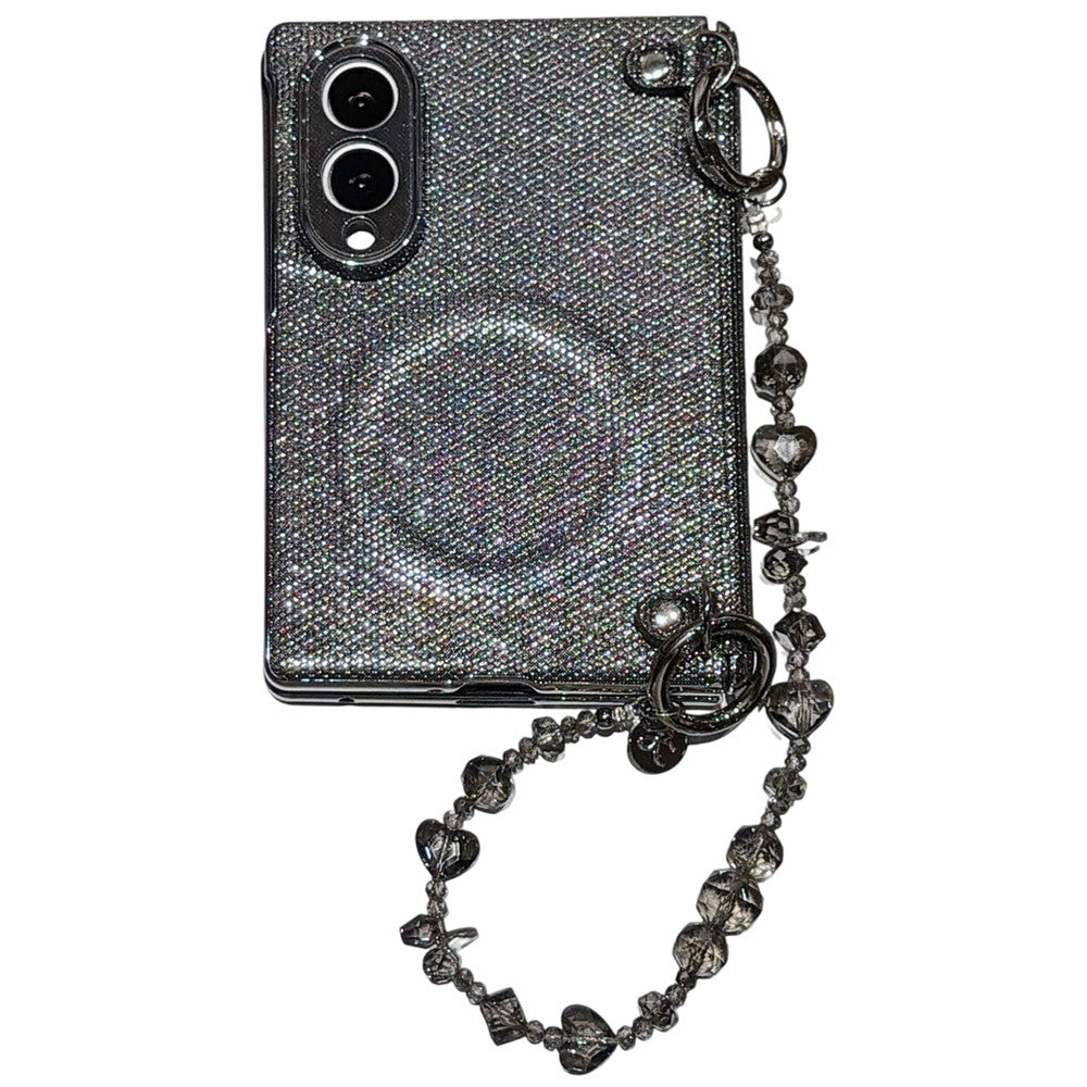 Til Samsung Galaxy Z Fold8 Magnetisk Etui Perlemorsglimmer Stødsikkert PC Telefoncover med Perlekæde