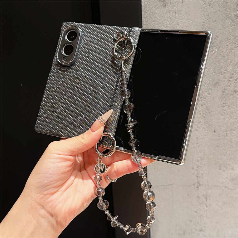 Til Samsung Galaxy Z Fold8 Magnetisk Etui Perlemorsglimmer Stødsikkert PC Telefoncover med Perlekæde