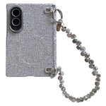 For Samsung Galaxy Z Fold8 Magnetic Case Sparkling Sequin Phone Cover with Crystal Hand Chain