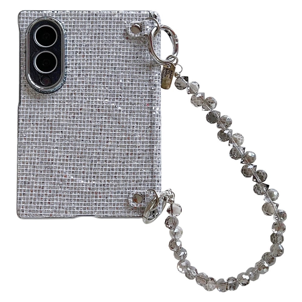 For Samsung Galaxy Z Fold8 Magnetic Case Sparkling Sequin Phone Cover with Crystal Hand Chain
