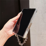 For Samsung Galaxy Z Fold8 Magnetic Case Sparkling Sequin Phone Cover with Crystal Hand Chain