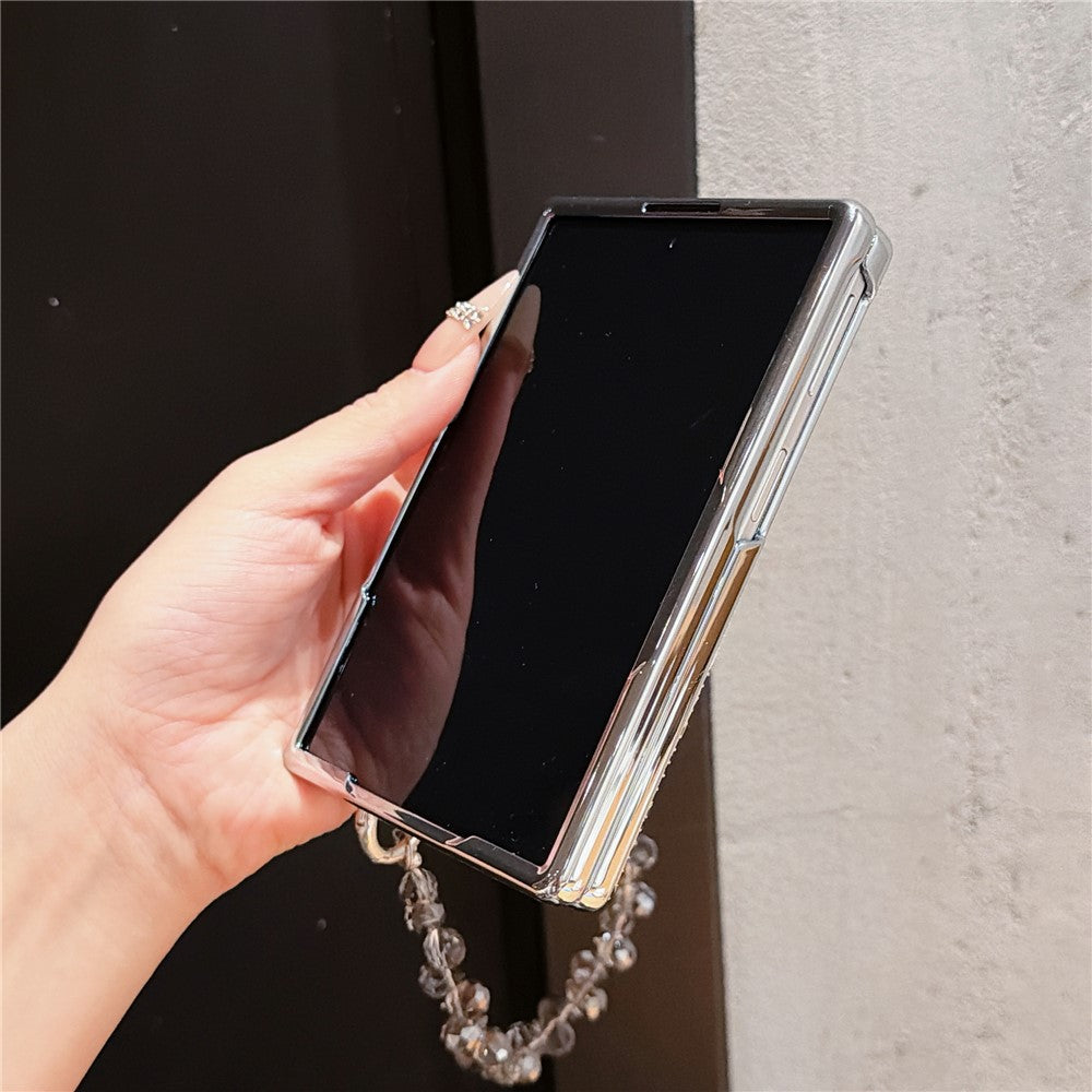 For Samsung Galaxy Z Fold8 Magnetic Case Sparkling Sequin Phone Cover with Crystal Hand Chain