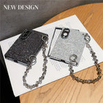 For Samsung Galaxy Z Fold8 Magnetic Case Sparkling Sequin Phone Cover with Crystal Hand Chain