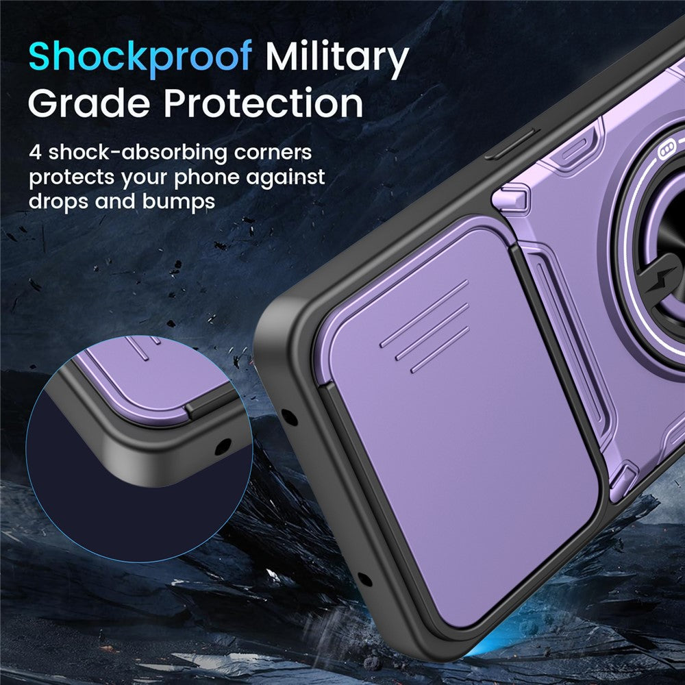 Magnetic Case for Honor 400 Smart 4G / 400 Smart 5G / X7d 4G Sliding Camera Cover TPU+PC Phone Cover with Rotating Kickstand