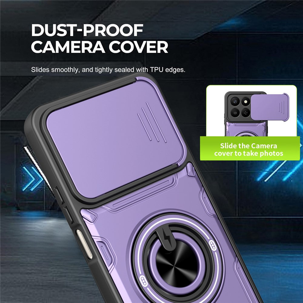 Magnetic Case for Honor 400 Smart 4G / 400 Smart 5G / X7d 4G Sliding Camera Cover TPU+PC Phone Cover with Rotating Kickstand
