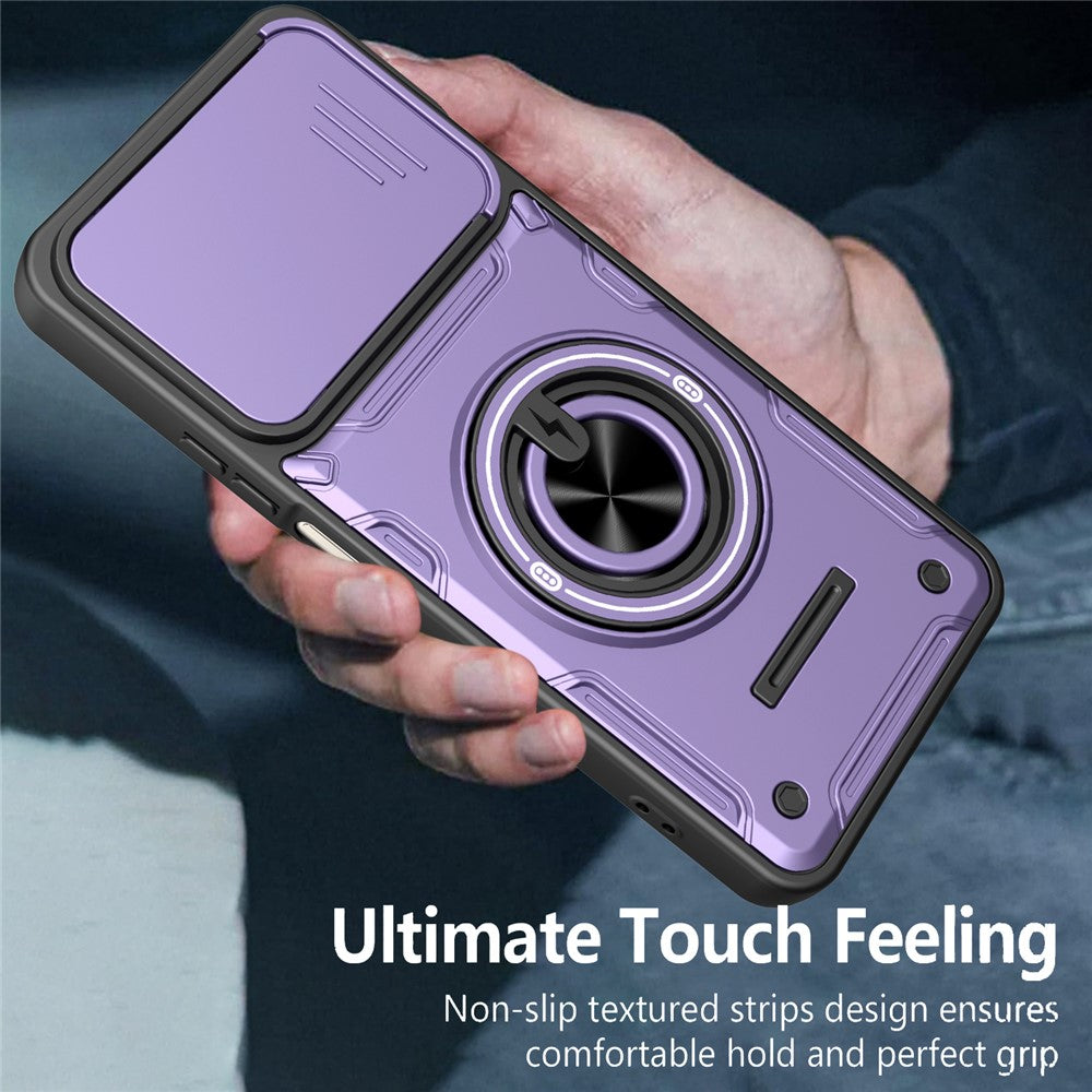 Magnetic Case for Honor 400 Smart 4G / 400 Smart 5G / X7d 4G Sliding Camera Cover TPU+PC Phone Cover with Rotating Kickstand